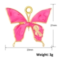 Pink ribbon butterfly charm detail with 21mm height and 23mm width measurements - Hollow Ribbon Butterfly Style (A0917)