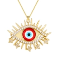 Goldene Evil Eye Halskette mit funkelnden Zirkonia Sternen auf einer feinen Goldkette - Rot Blau Schwarz Auge Stil (SL459)