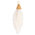 White iridescent teardrop stone pendant with gold wire wrap and hook for DIY jewelry - Iridescent White Raw Stone Style (A0875)