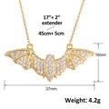 Detaillierte Größenangaben für goldene Fledermaus-Halskette mit Maßen und Gewicht - Fledermausform Stil (SL506)