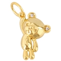 Polished gold 3D bear pendant with zircon ears for DIY jewelry necklace making - Golden Bear Style (A1102)