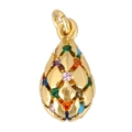 Vintage style gold-plated teardrop pendant with colorful gemstones and layered scale design - Golden Multicolor Water Drop Style (A1103)