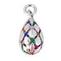 Silver teardrop pendant with colorful gemstones and layered leaf design for DIY necklaces - Silver Multicolor Water Drop Style (A1104)
