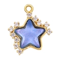 Chic 3D star pendant in gold with blue glitter inlay and sparkling crystals - Light Purple Star Style (A1010)