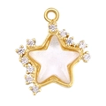 Golden star pendant with sparkling cubic zirconia and iridescent mother of pearl inlay - Iridescent White Star Style (A1012)