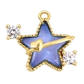 Star and heart jewelry pendant with purple nebula resin and cubic zirconia accents - Starry Purple (A1019)