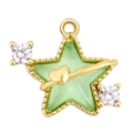 Exquisite light green star pendant with gold heart and zircon accents for jewelry making - Light Green Starry (A1020)
