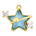 Star-shaped gold plated charm with light blue enamel and zircon heart details - Light Blue Starry (A1021)