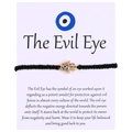Handmade black woven Hamsa hand bracelet with colorful cubic zirconia and evil eye charm - Style 2 (B0002) / Black