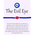 Handmade royal blue woven evil eye bracelet with red gold-plated pendant on card - Style 7 (B0007)