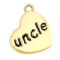 Gouden hartvormige 'uncle' hanger voor DIY kettingen met een gepolijste metalen afwerking - Oom Stijl(A0975)