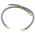 Pulsera ajustable de cordón trenzado gris con conectores chapados en oro para joyas DIY - Gris (Estilo 1)