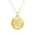 Gold plated Aquarius zodiac necklace with round embossed pendant on fine cable chain - Aquarius (SL209) / Gold