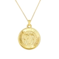 Vintage gold Aries zodiac pendant necklace with embossed design on a minimalist chain - Aries (SL208) / Gold