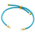 Pulsera trenzada ajustable azul claro con hebilla deslizante chapada en oro pulido - Azul Claro (Estilo 2)