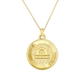 Polished gold-plated Libra zodiac coin pendant necklace with adjustable cable chain - Libra (SL210) / Gold