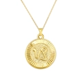Vintage 18k gold plated Capricorn zodiac pendant necklace with a textured round coin - Capricorn (SL211) / Gold