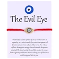 Handmade red woven Evil Eye bracelet with gold-plated charm and blue crystals - Style 17 (B0017)