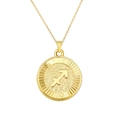 Detail of gold Sagittarius pendant with matte texture and radiant sunburst engraving - Sagittarius (SL215) / Gold