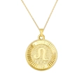 Detail of gold-plated Leo zodiac medallion necklace with polished finish and sunburst edge - Leo (SL216) / Gold