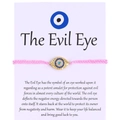 Pink braided evil eye charm bracelet with gold-plated accents and blue rhinestones - Style 20 (B0020)