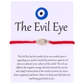 Hamsa Hand and Evil Eye red woven bracelet with gold plating and zircons on card - Style 21 (B0021)
