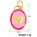 Detail showing pink enamel heart pendant dimensions 15mm by 9mm with weight 1.2g - Pink Heart (A1069)
