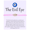 Pink braided Hamsa Evil Eye bracelet with sparkling blue stones on display card - Style 24 (B0024)