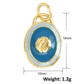 Detailed size view of oval blue enamel Tai Chi pendant measuring 14mm by 10mm - Blue White Tai Chi (A1073)