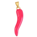 Pink enamel chili pepper charm with gold plated bail for DIY necklace and bracelet - Pink (A1139)