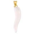 Polished white cornicello chili pendant with a gold-plated clasp for DIY jewelry - White (A1140)