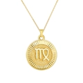Gold plated Virgo zodiac necklace featuring a round medallion pendant on a fine link chain - Virgo(SL21) / Gold