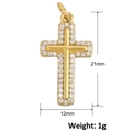 Vergulde kruishanger met micro-ingelegde zirkoon, afmeting 21 mm bij 12 mm - Pave Kruis Stijl (A1185)