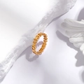 Fashion 18k gold plated stainless steel ring with hollow dollar sign pattern for women - US 5 / Gold