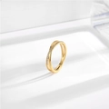 Elegant gold titanium steel cross-over ring with paved zircon for modern women - US 5 / Gold
