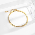 Double-layer 18k gold plated stainless steel snake and box chain anklet with lobster clasp - Gold Bracelet / Jewelry