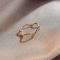 Minimalist wavy titanium steel ring in gold finish for women's daily stacked wear - US 5 / Rose Gold