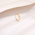 Minimalist gold titanium steel ring with a single diamond flower design and S925 stamp - US 6 / Gold