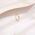 Classic rose gold heart titanium steel ring with sparkling zircon in floral setting - US 6 / Rose Gold