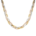 Collana intrecciata a tre tonalità in oro, argento e oro rosa, catena a serpente in acciaio - Intrecciato a tre colori
