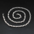 Silver Byzantine link chain necklace in stainless steel with secure lobster clasp - Necklace 48cm(CK1890)