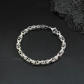 Byzantine chain necklace and bracelet set for men in silver-tone stainless steel - Bracelet 18cm(CK1890)