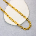 8mm high-polished stainless steel 18K gold-plated chain necklace with rectangular links - Gold Necklace
