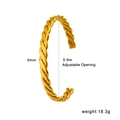 Adjustable 6mm golden twisted rope texture cuff bracelet in stainless steel for women - Twisted Rope Style (CK1075) / Width 6mm Internal Diameter 5.6cm / Gold