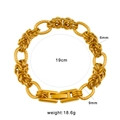 Bracelet byzantin pour homme en acier inoxydable plaqué or 18 carats, longueur 19 cm - Chaîne d'Épissure Texturée Byzantine (CK1594) / Or