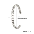 Adjustable 6mm silver stainless steel twisted cuff bracelet with 18.3g weighted design - Twisted Rope Style (CK1074) / Width 6mm Internal Diameter 5.6cm / Steel