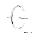 Polished silver titanium steel textured bangle with adjustable opening and 5mm width - Smooth Surface Style (CK1114) / Width 5mm Internal Diameter 6cm / Steel