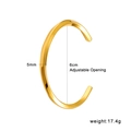 Adjustable 5mm gold twisted titanium steel open cuff bracelet with glossy finish - Smooth Surface Style (CK1113) / Width 5mm Internal Diameter 6cm / Gold