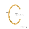 Verstellbares Armband in Bambus-Optik aus hochwertigem, poliertem Edelstahl in Goldoptik - Bambus Textur (CK1149) / Breite 5mm Innendurchmesser 6.2cm / Gold