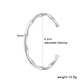 Verstellbarer silberner Armreif mit Bambus-Textur, 5 mm Breite, 6,2 cm Durchmesser, 13,8 g - Bambus Textur (CK1156) / Breite 5mm Innendurchmesser 6.2cm / Stahlfarben